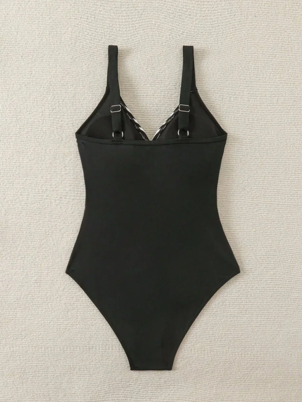 Black And White Casual Women's Striped Crisscross Front One-Piece Suit